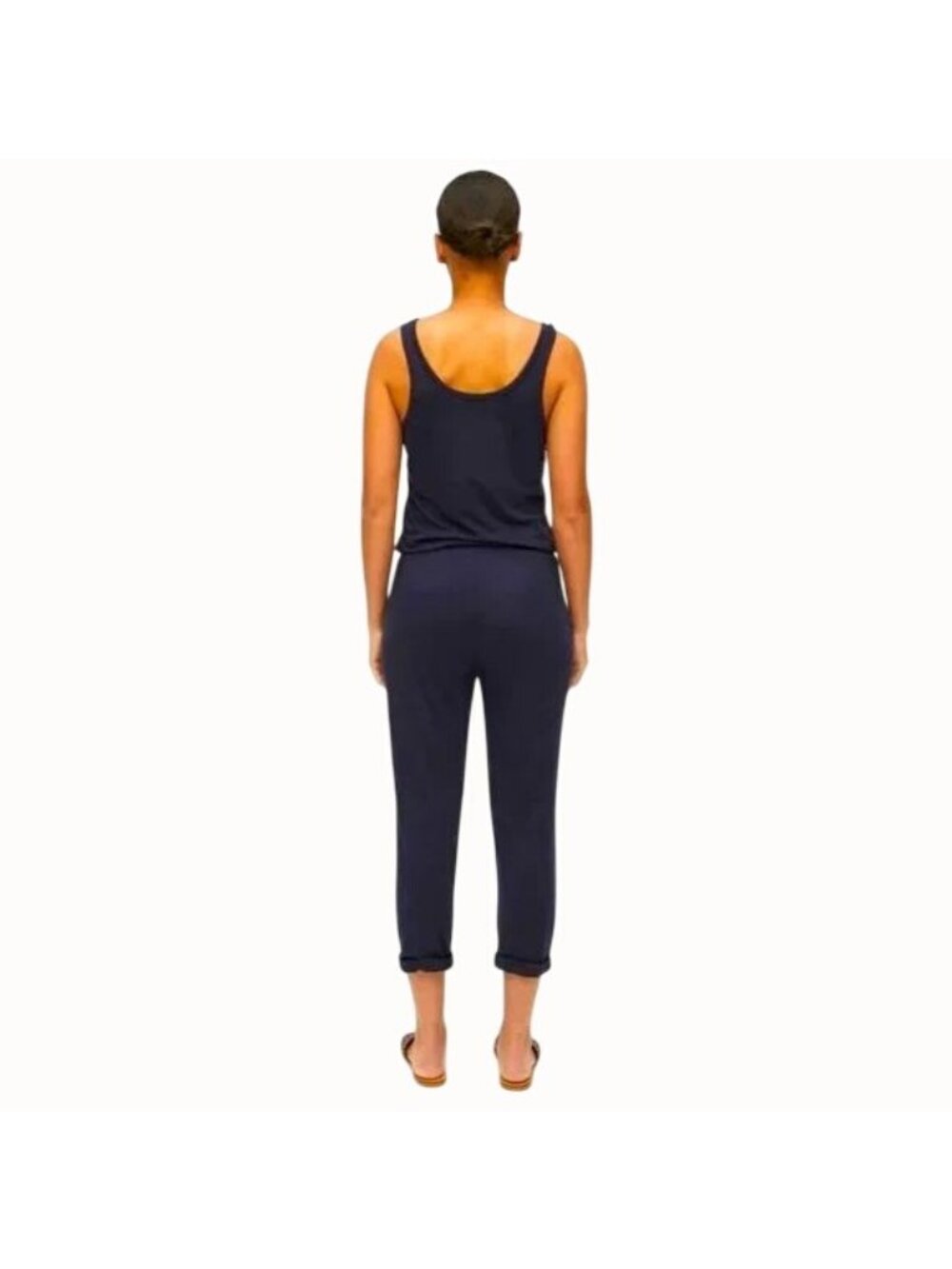 Michael Stars Navy Blue Sleeveless Drawstring Waist Jumpsuit Women's Size S - Picture 3 of 7